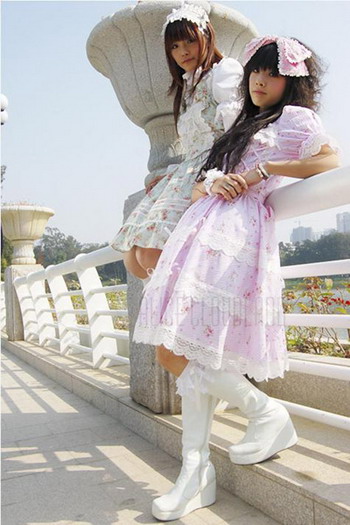 FM-Anime – Alice's Adventures in Wonderland White Rabbit Pocket Watch Pink  White Lolita Dress Cosplay Costume
